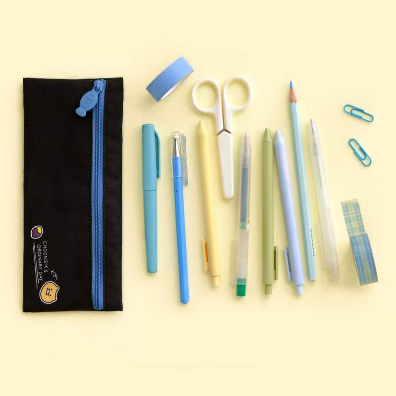 Stores up to 20 pens - Kakao Friends Choonsik Flat Zipper Pencil Case Stores up to 20 pens - Kakao Friends Choonsik Flat Zipper Pencil Case