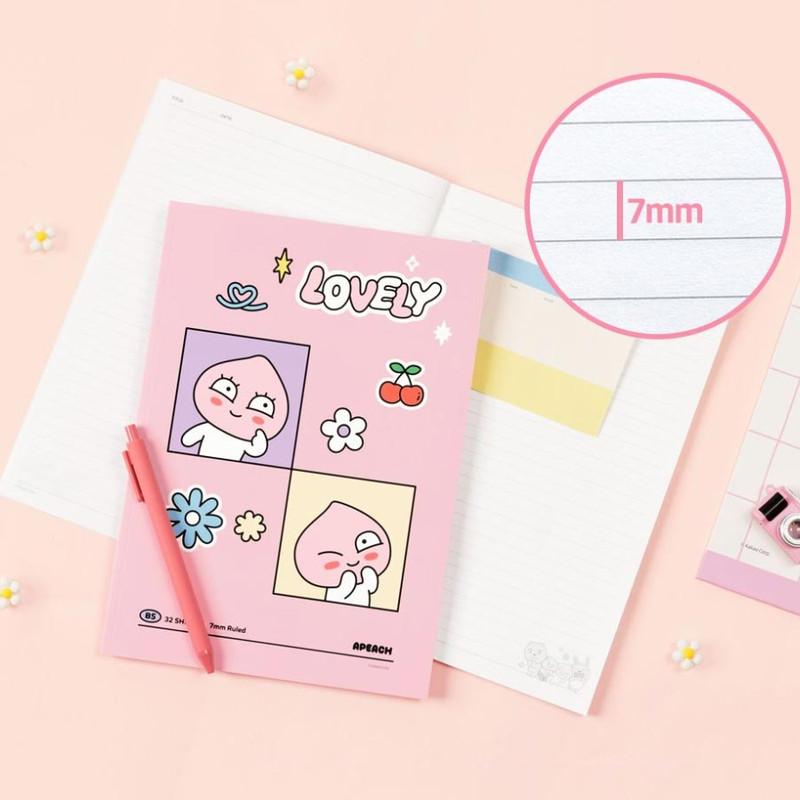 7mm Lined spacing - Kakao Friends Say Cheese B5 School Lined Notebook Pack 7mm Lined spacing - Kakao Friends Say Cheese B5 School Lined Notebook Pack