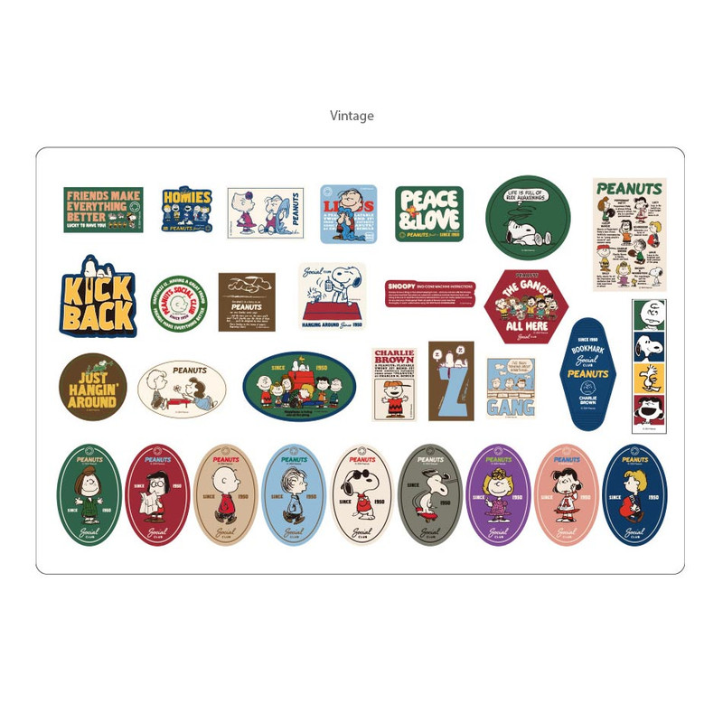 Vintage - PEANUTS Snoopy Paper Sticker Pack Vintage - PEANUTS Snoopy Paper Sticker Pack