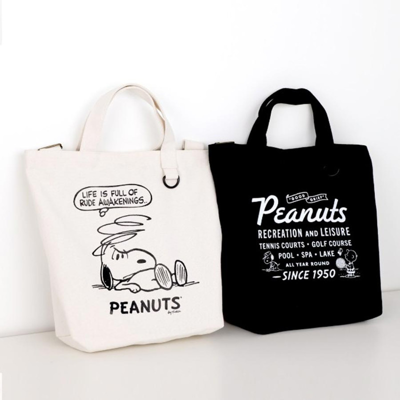 PEANUTS Snoopy Vintage Cotton Shoulder Tote Bag PEANUTS Snoopy Vintage Cotton Shoulder Tote Bag