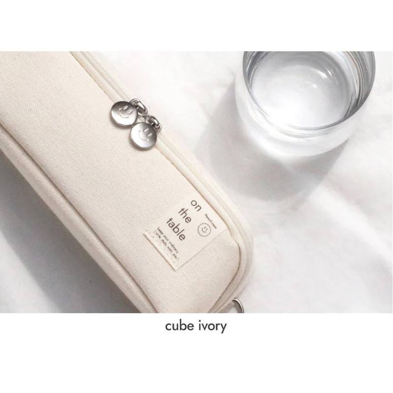 Cream - Be On D On The Table Cube Zipper Pencil Case Cream - Be On D On The Table Cube Zipper Pencil Case