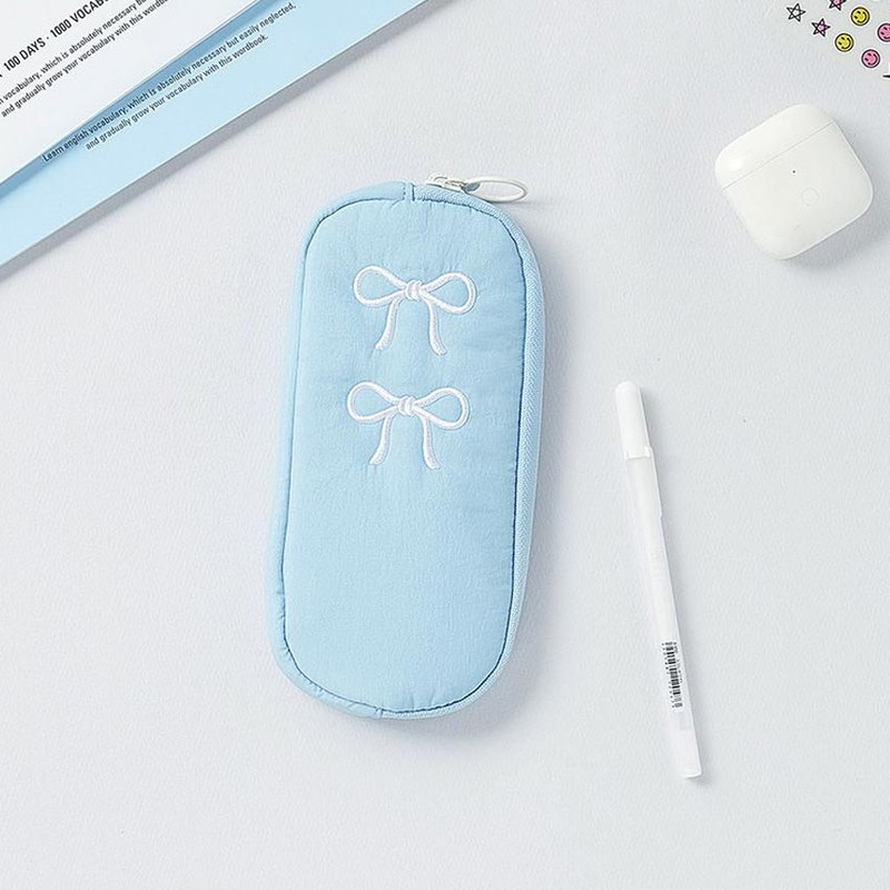 Morning Blue - Antenna Shop Soft And Ribbon Zipper Pencil Case Morning Blue - Antenna Shop Soft And Ribbon Zipper Pencil Case