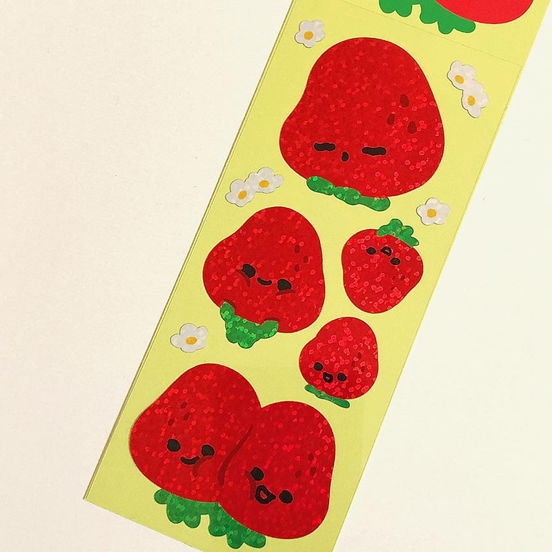 Detail of pureureum design Big Strawberry Holographic Sticker Detail of pureureum design Big Strawberry Holographic Sticker