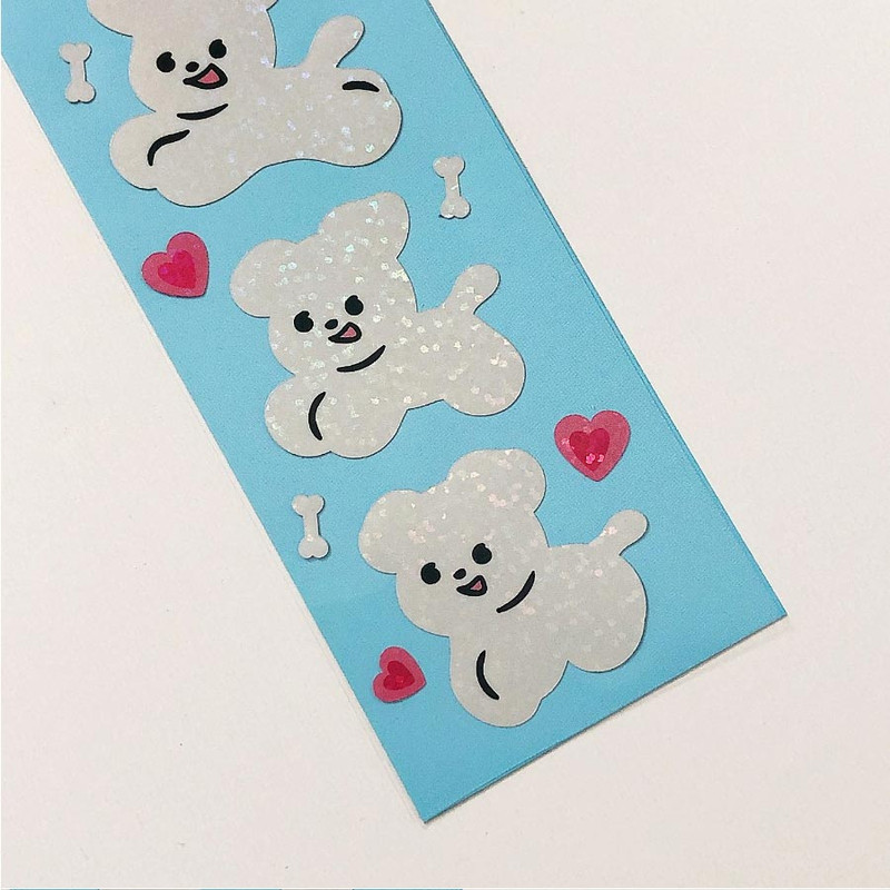 Detail of pureureum design Go Doggy Go Holographic Sticker