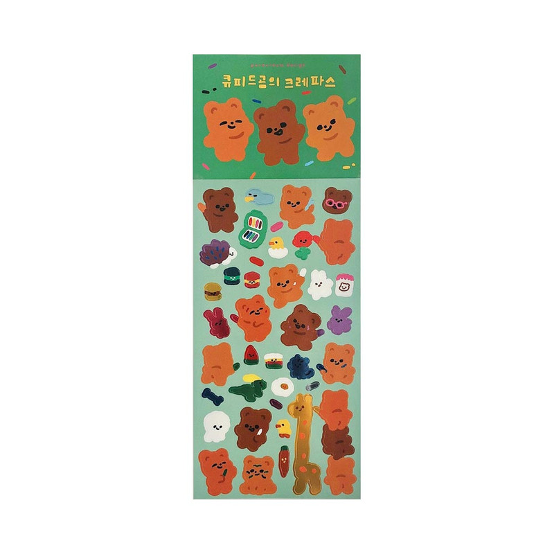 pureureum design Cupid Bear's Crayon Glossy Sticker