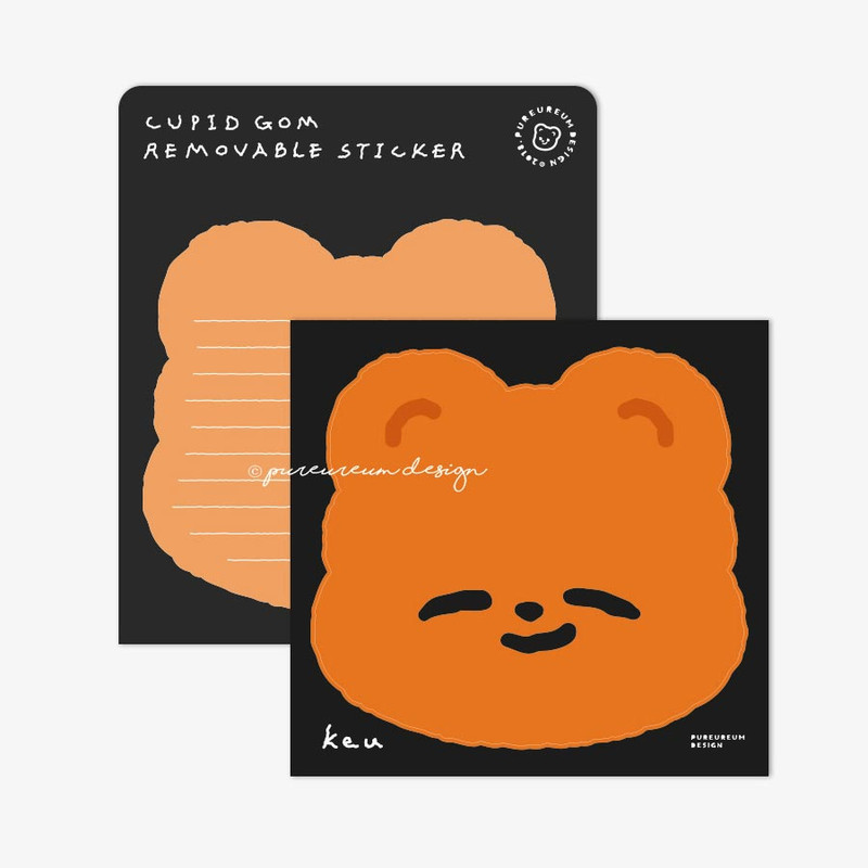 Keu - pureureum design Big Face Cupid Bear Removable Sticker