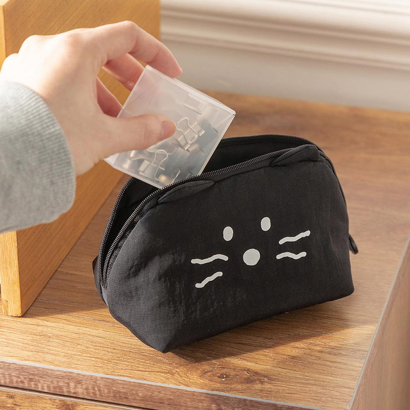 Black - Romane Brunch Brother Kitty Soft Zipper Pouch