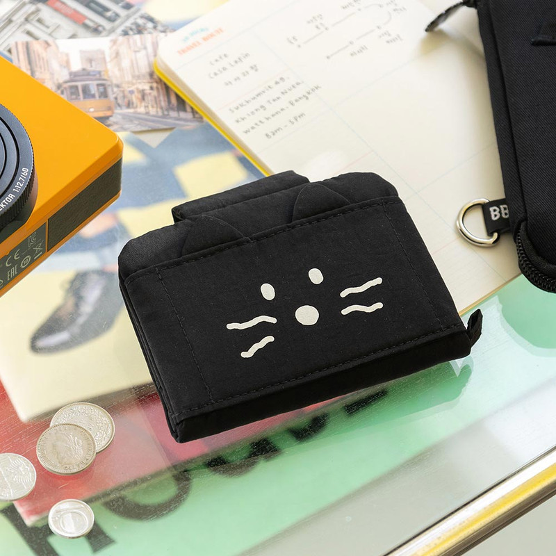 Black - Romane Brunch Brother Kitty Soft Card Case Wallet