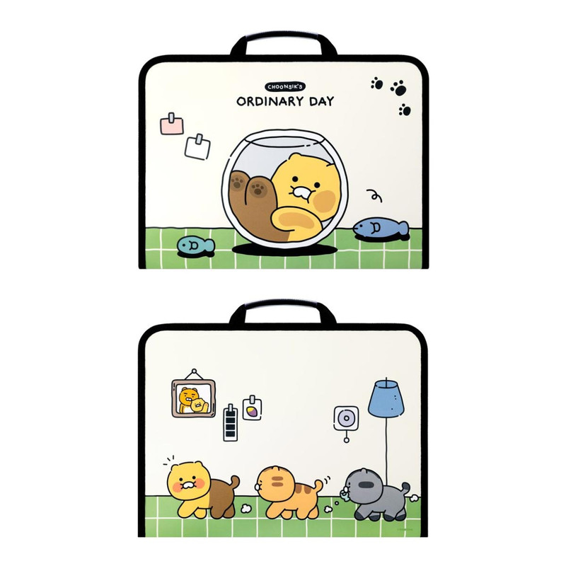 Cute design on both sides - Kakao Friends Choonsik Zipper File Bag With Handle Cute design on both sides - Kakao Friends Choonsik Zipper File Bag With Handle