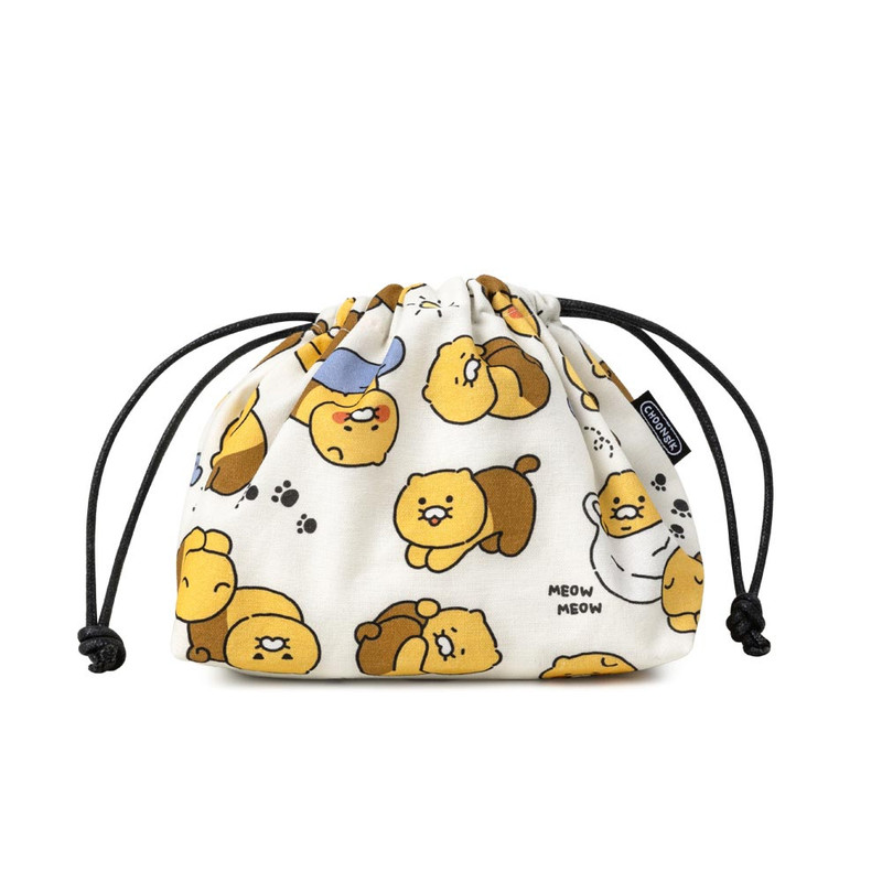 Kakao Friends Choonsik Pattern Cotton Drawstring Pouch Kakao Friends Choonsik Pattern Cotton Drawstring Pouch