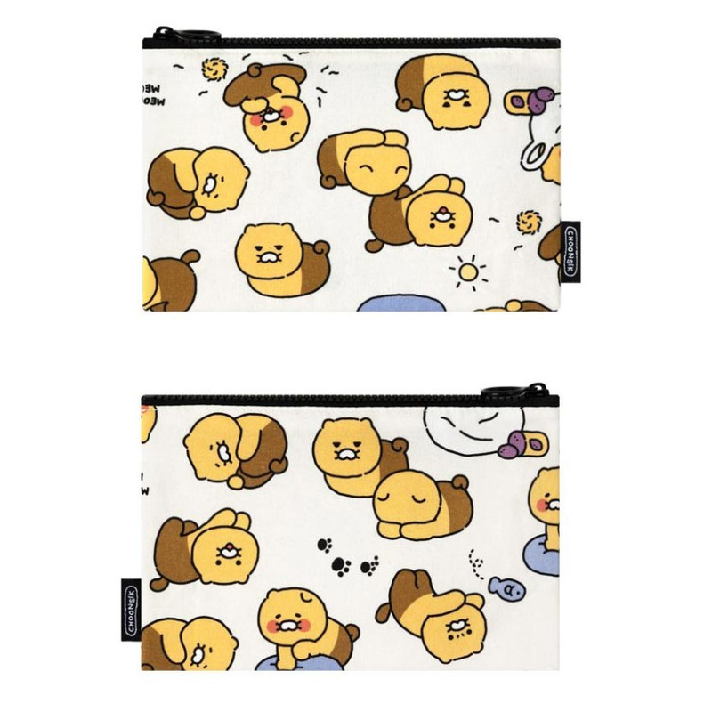 Detail of Kakao Friends Choonsik Pattern Medium Cotton Flat Pouch