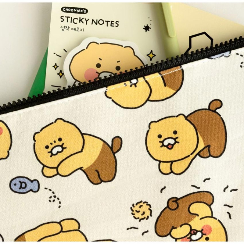 Cotton zipper bag - Kakao Friends Choonsik Pattern Medium Cotton Flat Pouch