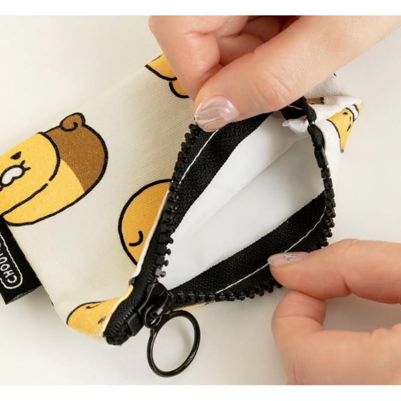 Water-resistant inside - Kakao Friends Choonsik Pattern Medium Cotton Flat Pouch Water-resistant inside - Kakao Friends Choonsik Pattern Medium Cotton Flat Pouch
