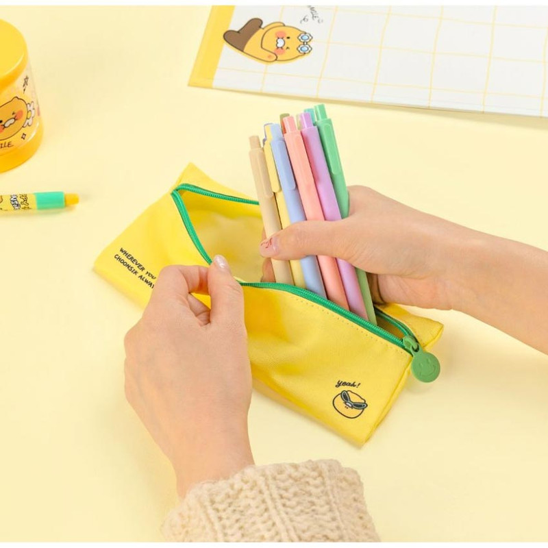 Stores up to 20 pens - Kakao Friends Say Cheese Fabric Flat Pencil Case