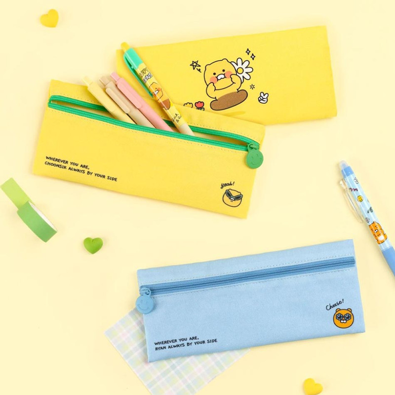 Kakao Friends Say Cheese Fabric Flat Pencil Case