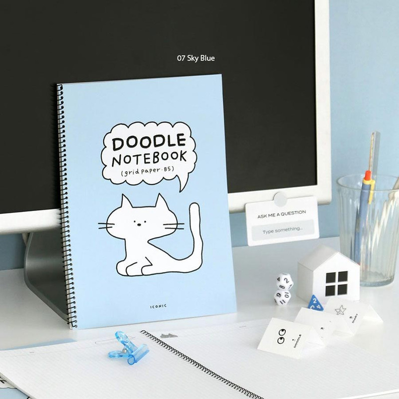 07 Sky Blue - Iconic Doodle B5 Spiral Grid Notebook 07 Sky Blue - Iconic Doodle B5 Spiral Grid Notebook