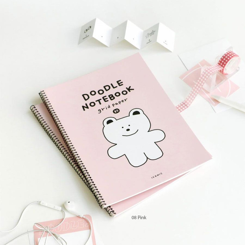 08 Pink - Iconic Doodle B5 Spiral Grid Notebook 08 Pink - Iconic Doodle B5 Spiral Grid Notebook