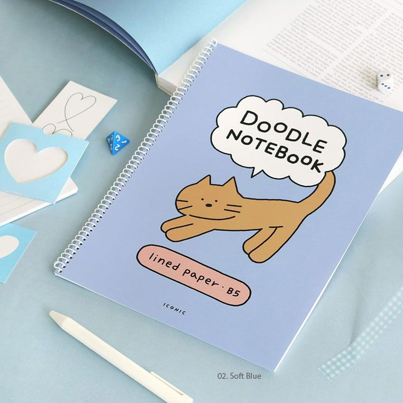 02 Soft Blue - Iconic Doodle B5 Spiral Lined Notebook