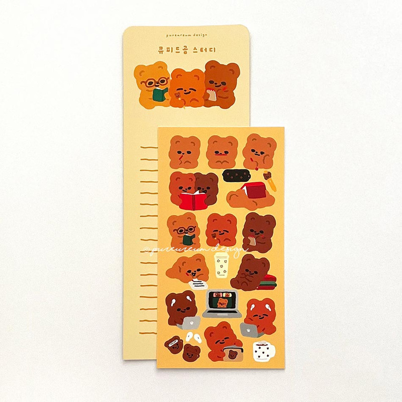 pureureum design Study Cupid Bear Paper Sticker