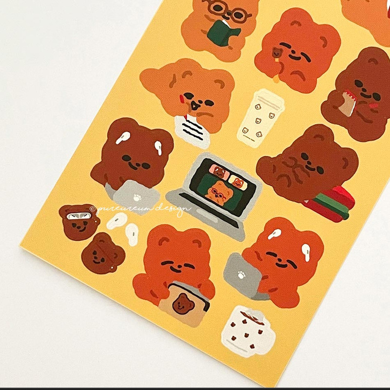 Detail of pureureum design Study Cupid Bear Paper Sticker