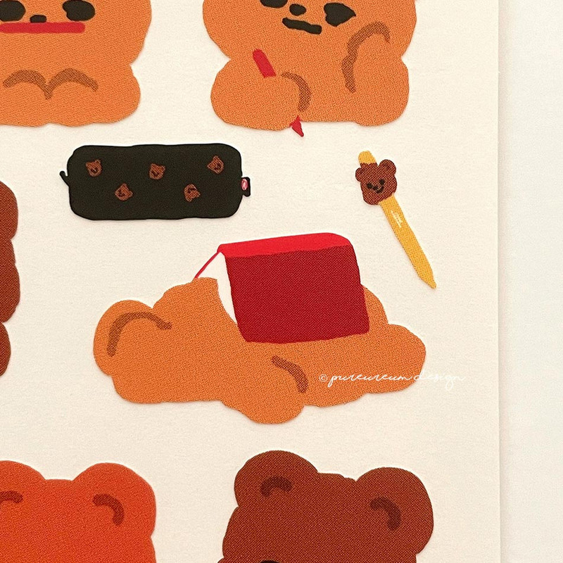 Detail of pureureum design Study Cupid Bear Paper Sticker