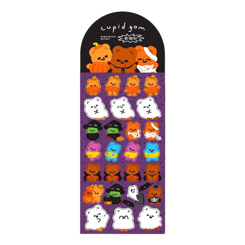 pureureum design Halloween Cupid Bear Paper Sticker pureureum design Halloween Cupid Bear Paper Sticker
