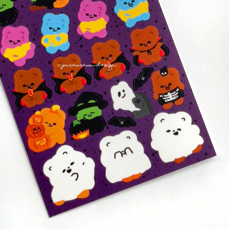 Detail of pureureum design Halloween Cupid Bear Paper Sticker Detail of pureureum design Halloween Cupid Bear Paper Sticker