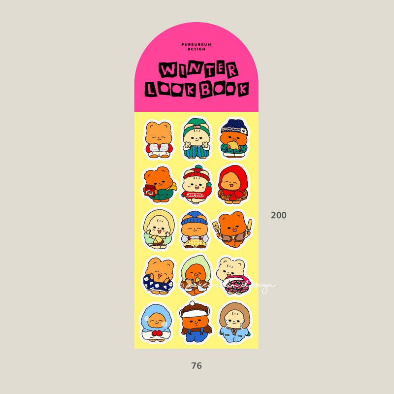 Size - pureureum design Winter Lookbook Cupid Bear Paper Sticker Size - pureureum design Winter Lookbook Cupid Bear Paper Sticker