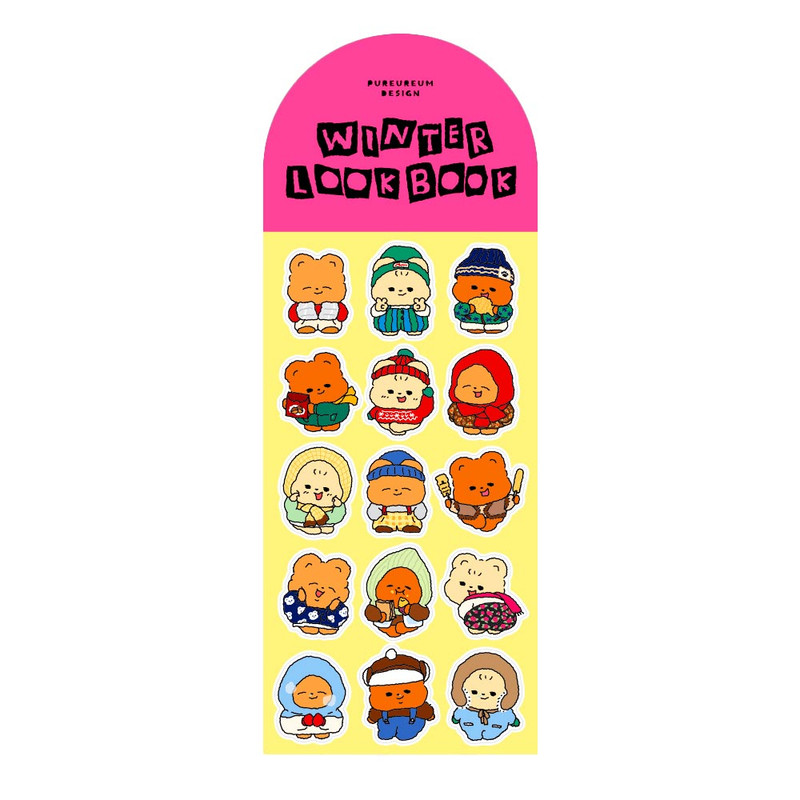 pureureum design Winter Lookbook Cupid Bear Paper Sticker pureureum design Winter Lookbook Cupid Bear Paper Sticker