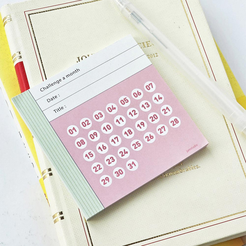 Jam studio Challenge A Month Checklist Notepad