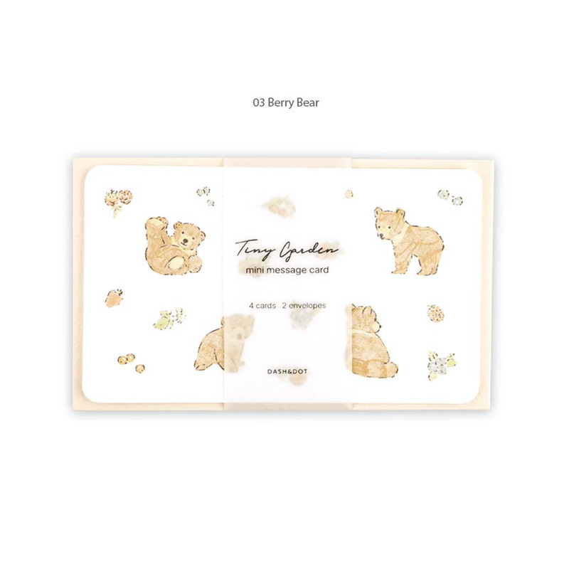 03 Berry Bear - Dash And Dot Tiny Garden Mini Card with Envelope Set 03 Berry Bear - Dash And Dot Tiny Garden Mini Card with Envelope Set