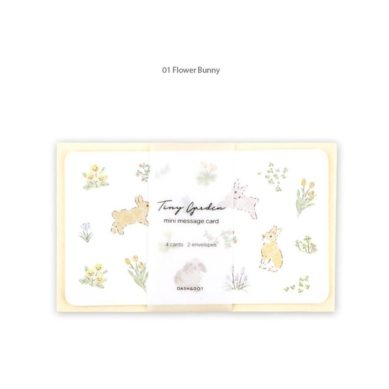 01 Flower Bunny - Dash And Dot Tiny Garden Mini Card with Envelope Set 01 Flower Bunny - Dash And Dot Tiny Garden Mini Card with Envelope Set