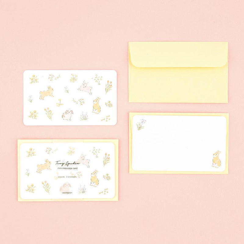 01 Flower Bunny - Dash And Dot Tiny Garden Mini Card with Envelope Set 01 Flower Bunny - Dash And Dot Tiny Garden Mini Card with Envelope Set