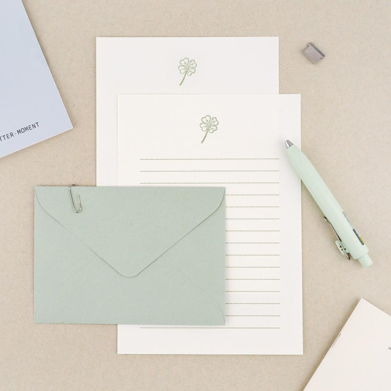 03 Wish Clover - Dash And Dot Ever More Letterpress Letter with Envelope Set 03 Wish Clover - Dash And Dot Ever More Letterpress Letter with Envelope Set