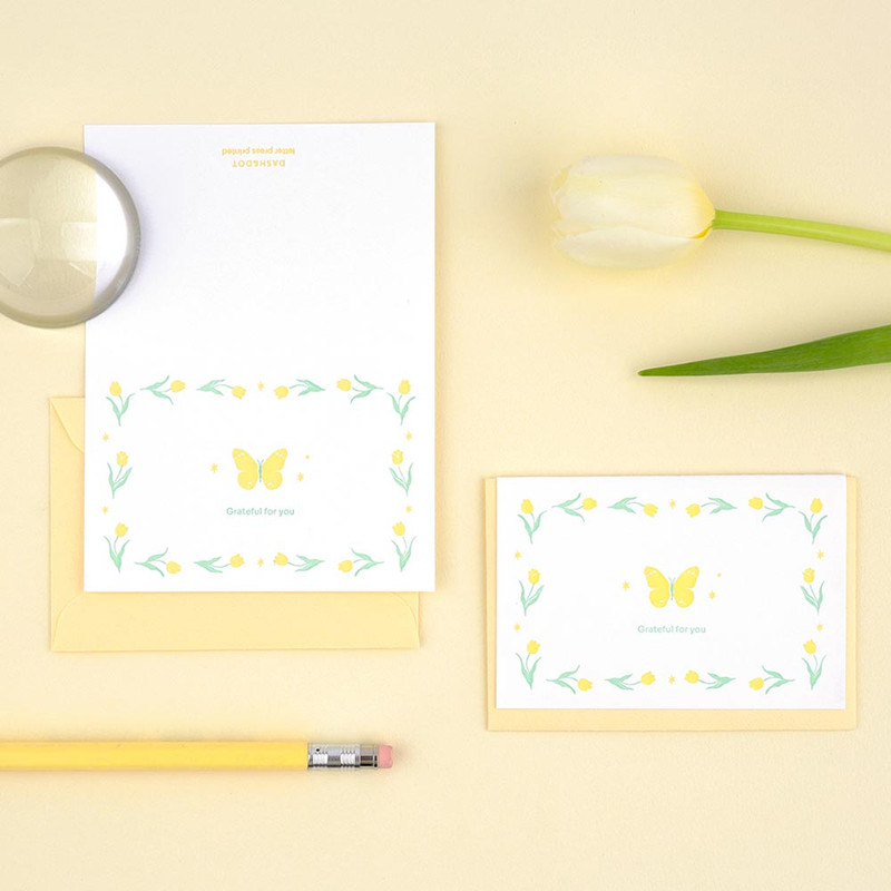 03 Grateful - Dash And Dot Little Buddy Letterpress Mini Card with Envelope Set