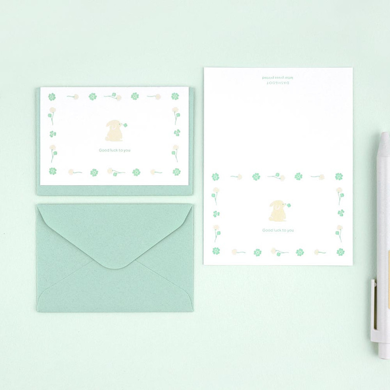 02 Good Luck To You - Dash And Dot Little Buddy Letterpress Mini Card with Envelope Set