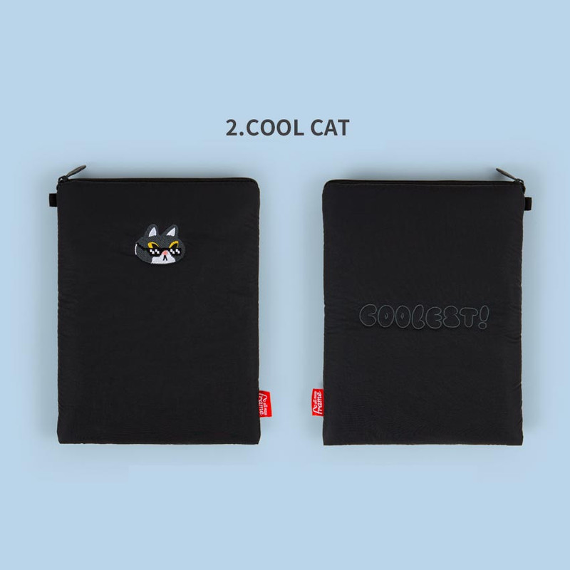 Cool Cat(Black)- All New Frame Coolest 9" Tablet iPad Mini Zipper Case
