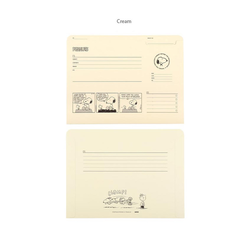 Cream - PEANUTS Snoopy A4 Paper File Folder Set Cream - PEANUTS Snoopy A4 Paper File Folder Set