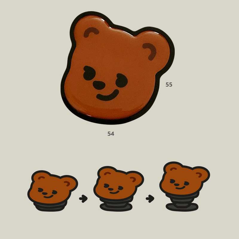 Size - pureureum design Cupid Bear Phone Grip Holder Size - pureureum design Cupid Bear Phone Grip Holder