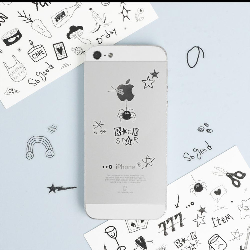 Usage example of Wanna This Crooked Drawing Kiss Cut Sticker Roll