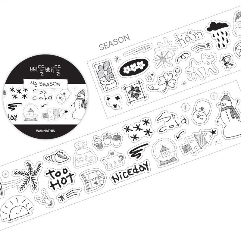 Season - Wanna This Crooked Drawing Kiss Cut Sticker Roll