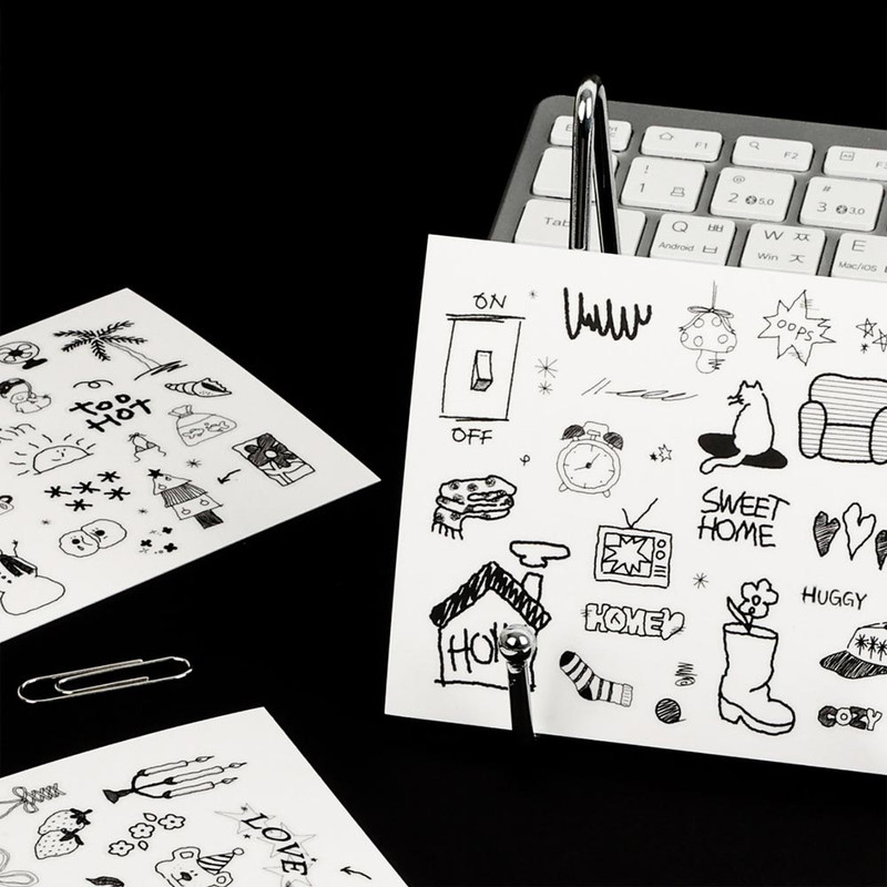 Usage example of Wanna This Crooked Drawing Kiss Cut Sticker Roll