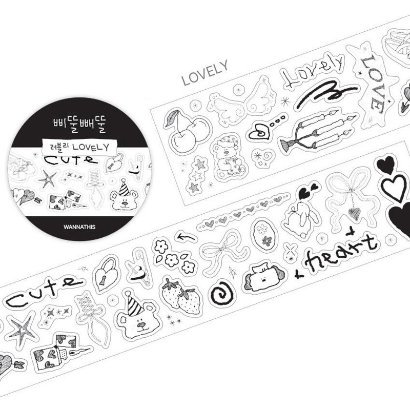 Lovely - Wanna This Crooked Drawing Kiss Cut Sticker Roll