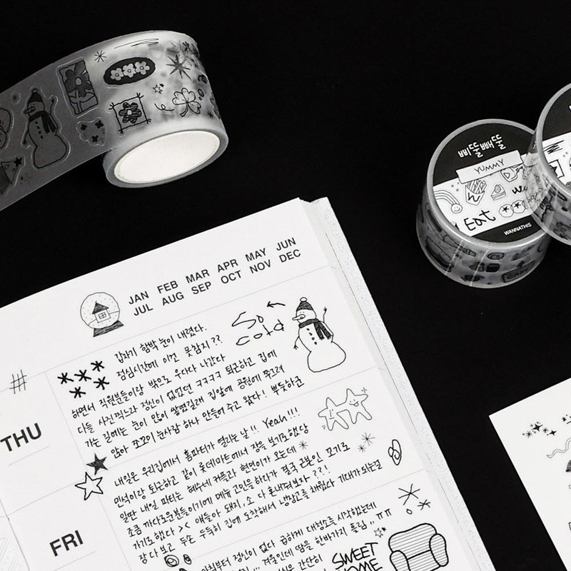 Usage example of Wanna This Crooked Drawing Kiss Cut Sticker Roll