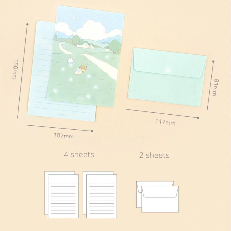 Set of 4 Letter papers and 2 Envelopes - Dash And Dot Bodri Letter And Envelope Set Set of 4 Letter papers and 2 Envelopes - Dash And Dot Bodri Letter And Envelope Set