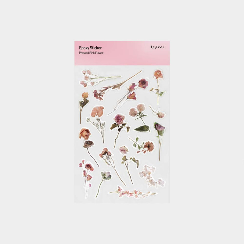 Appree Pink Pressed Flower Epoxy Sticker