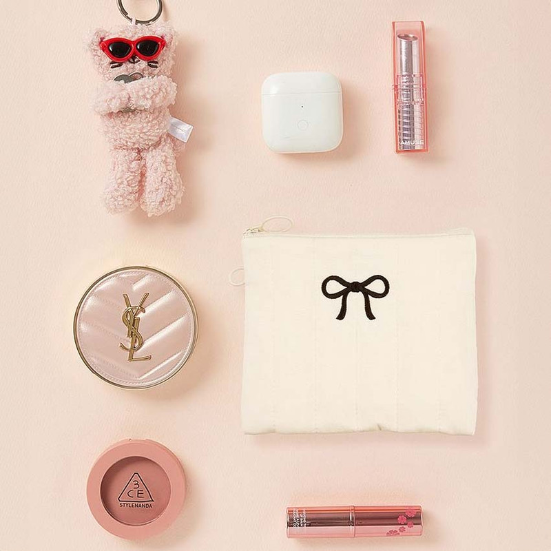 Cream - Antenna Shop Table Talk Ribbon Mini Pouch