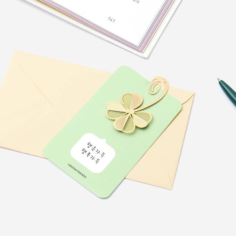 Perfect for gift - Bookfriends 18K Gold Plated Four-Leaf Clover Bookmark