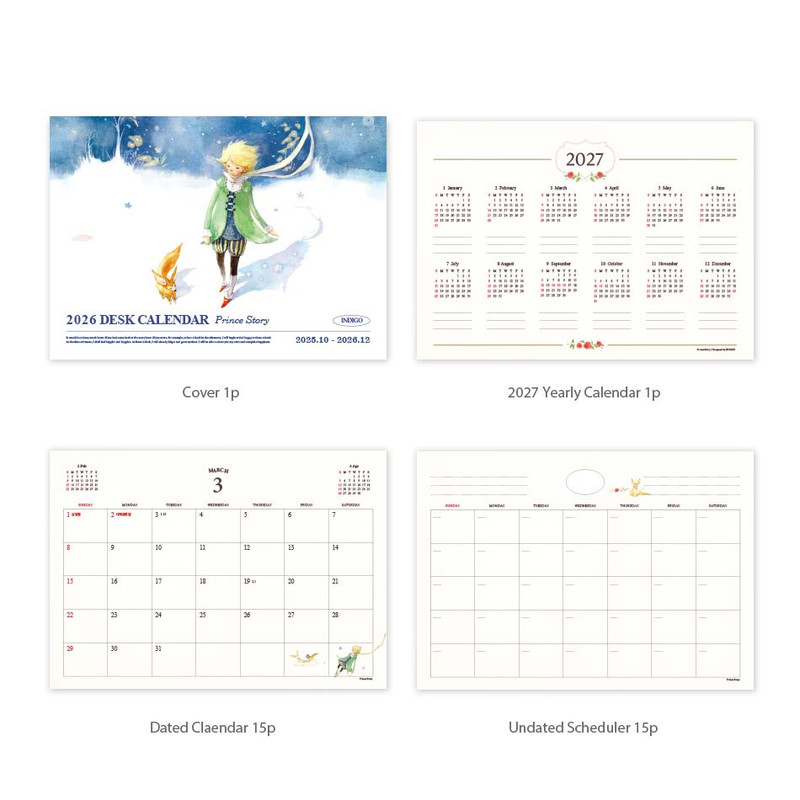Calendar pages - Indigo 2026 Prince Stroy A4 Desk Calendar