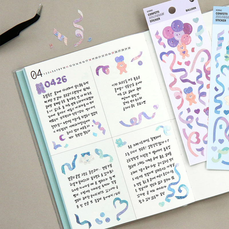Usage example - Confetti glitter hologram removable sticker